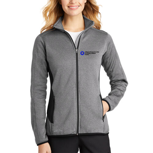 Ladies Full Zip Heather Stretch Fleece Jacket - Black Thumbnail